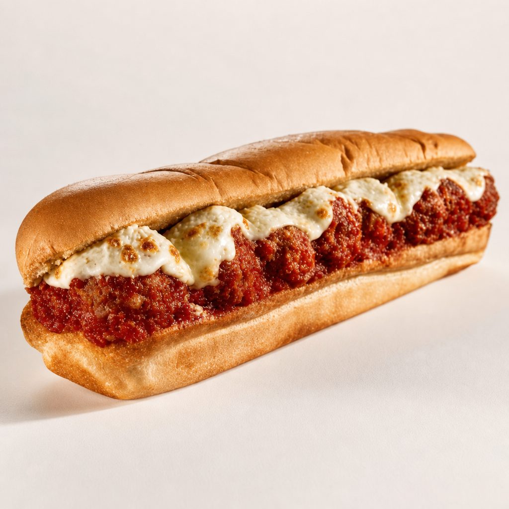 Meatballs Parmigiana Sandwich.
